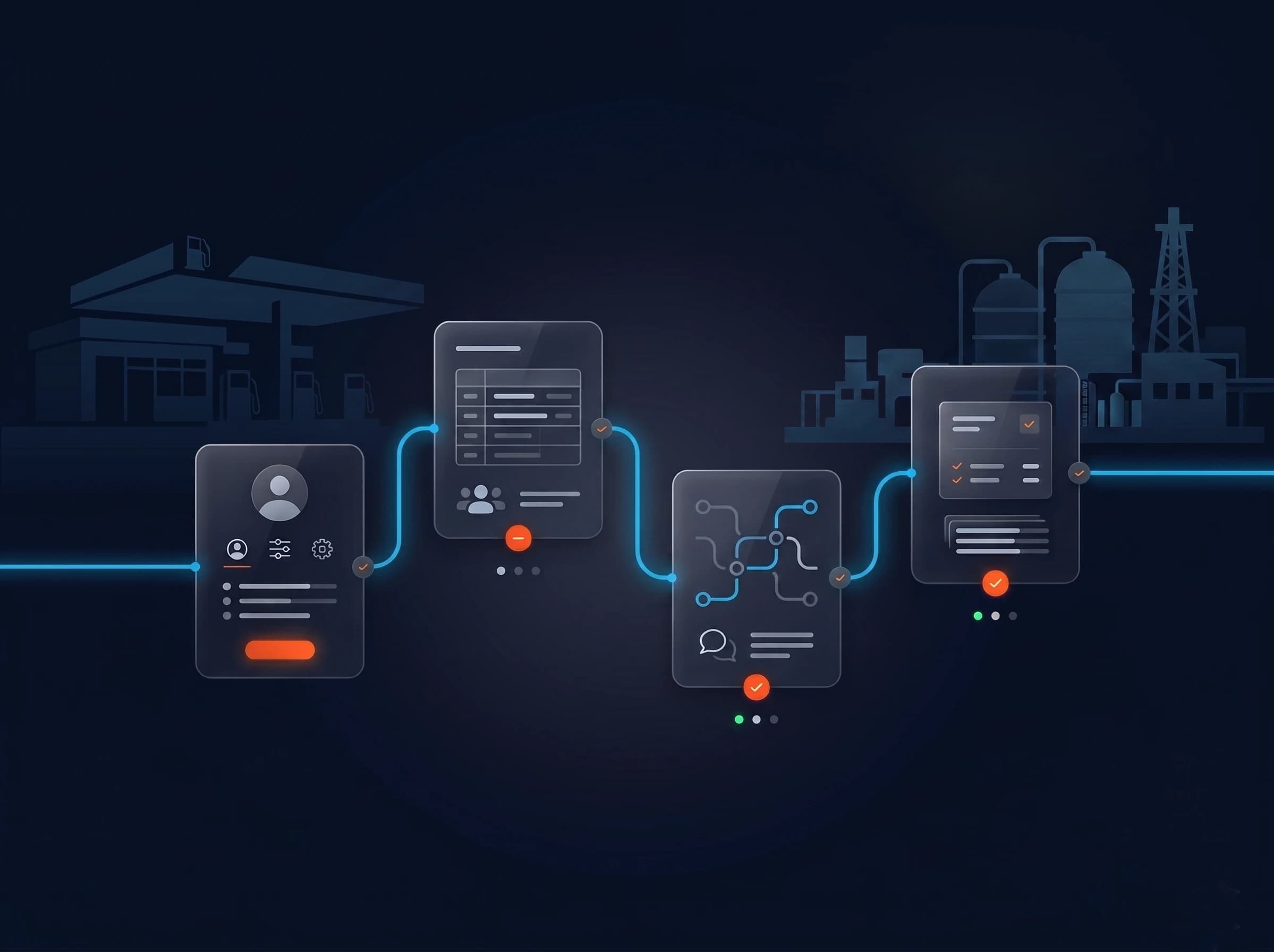 SaaS timeline visualization of the Fuel Center guided vendor onboarding rollout stages
